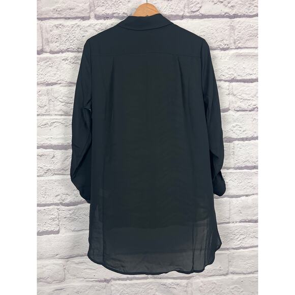 Susan Graver Womens 8 Maximalist Statement Animal Print Roll Tab Tunic Blouse - Picture 4 of 11